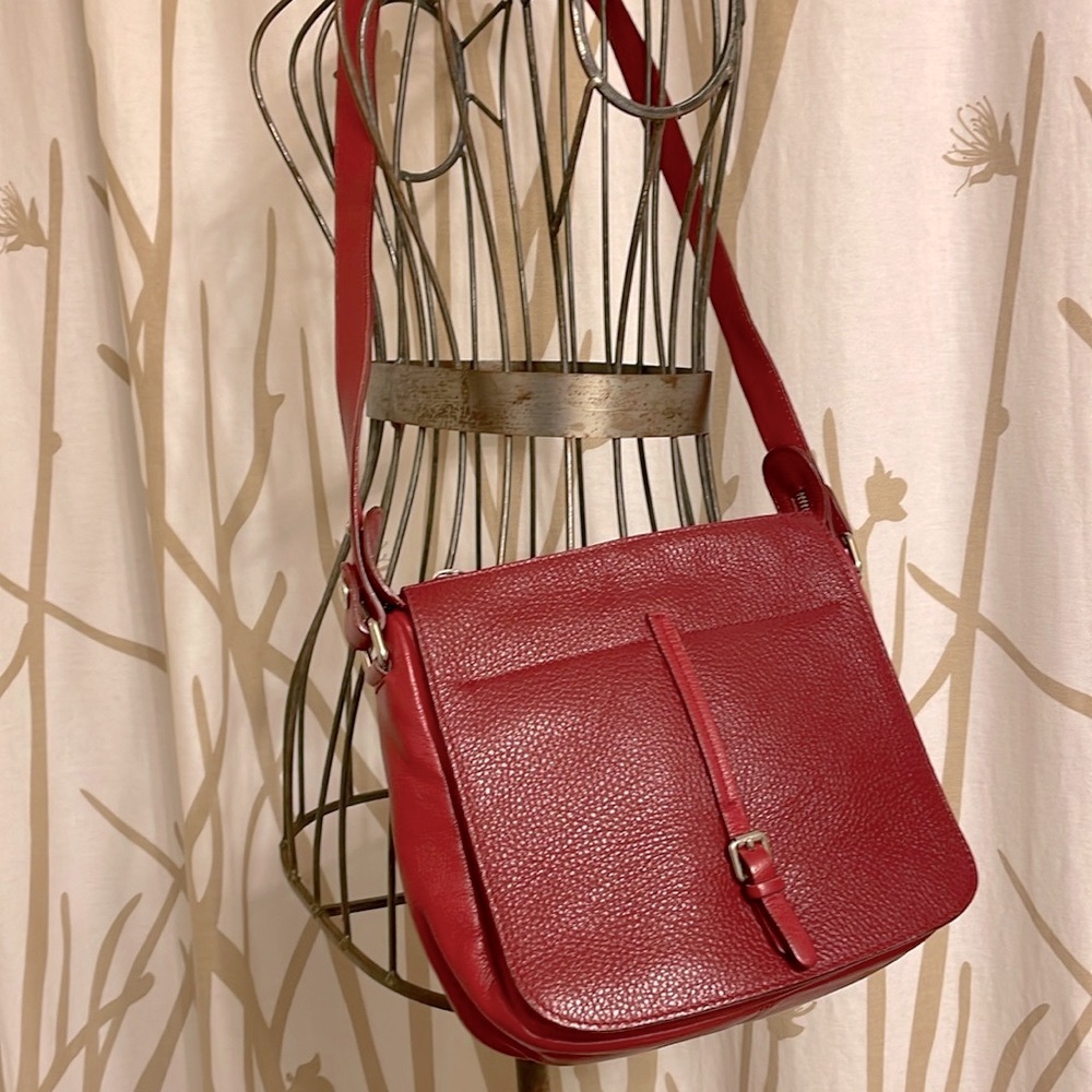 Furla Beautiful Like New Red Italian Leather Crossbody Silver Hardware